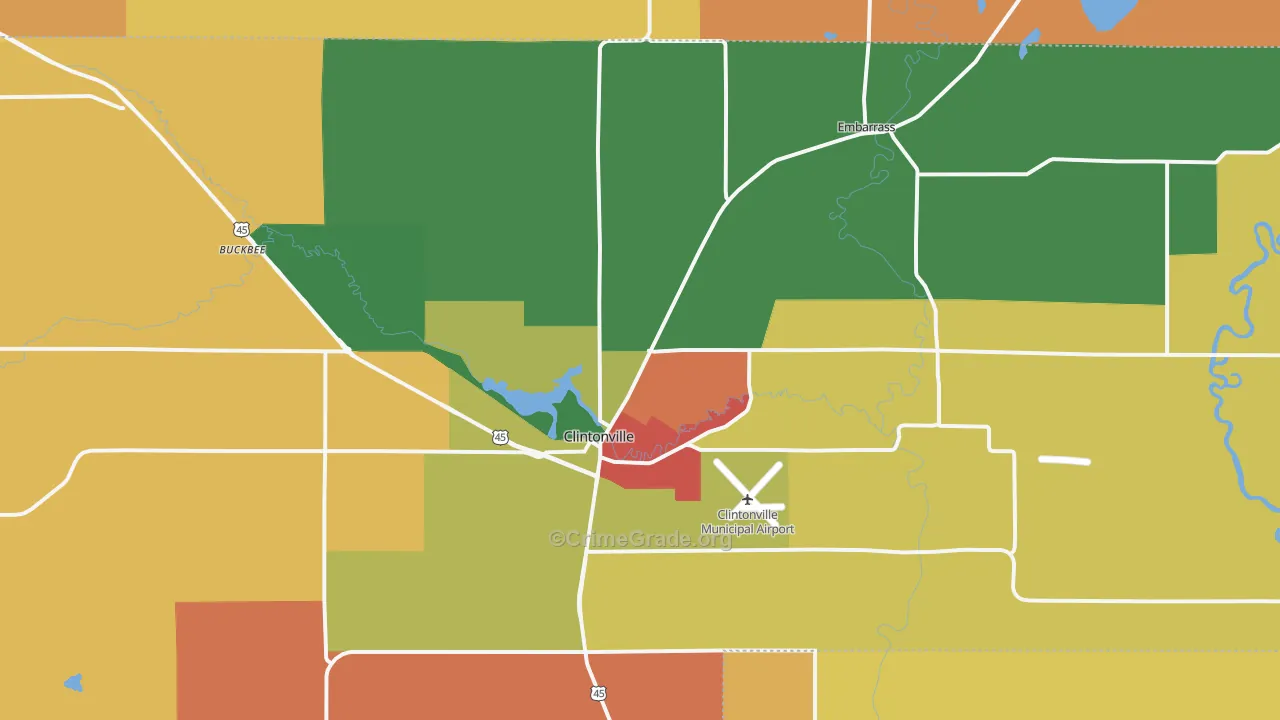 Clintonville, WI Map of Murder Rates