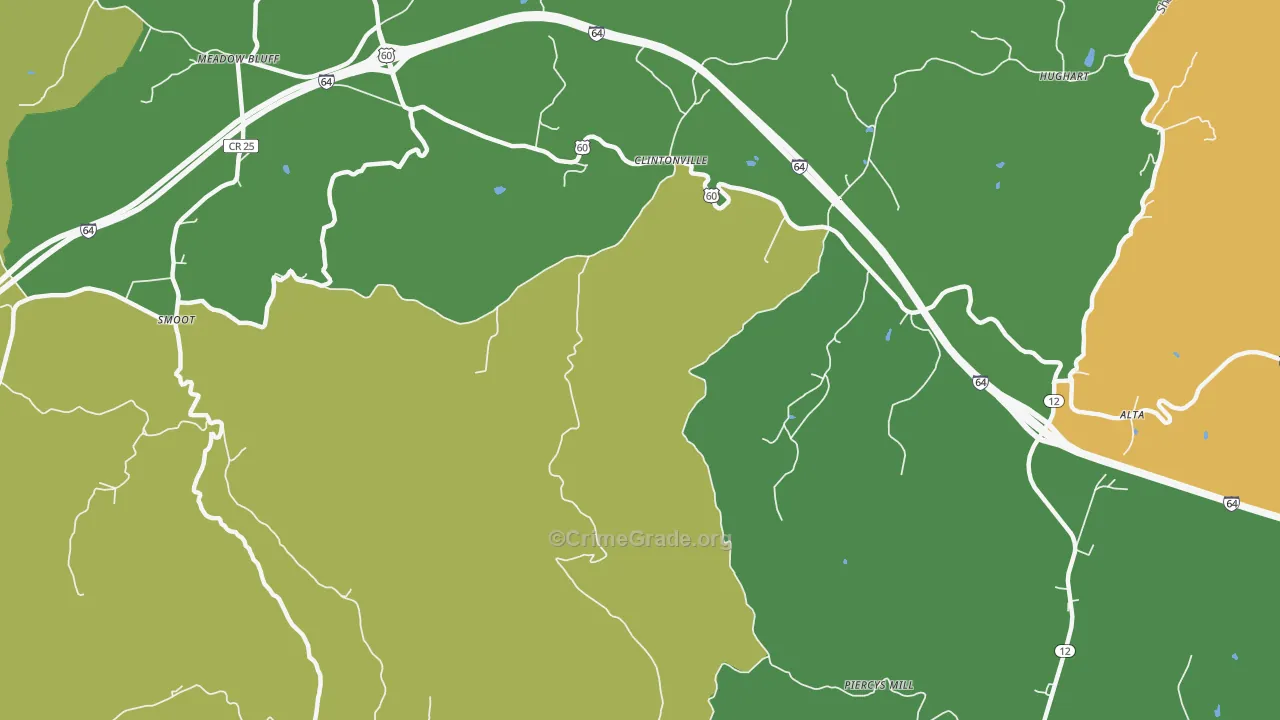 Clintonville, WV Map of Murder Rates