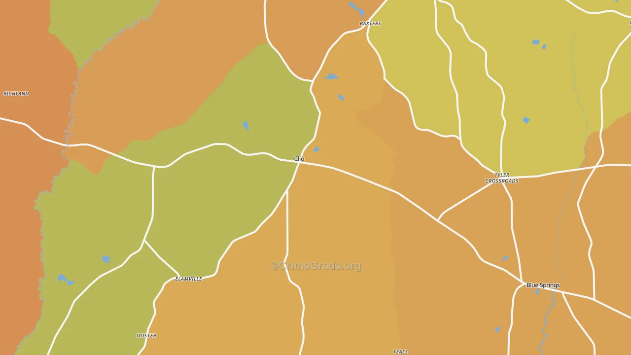 Clio, AL Map of Murder Rates