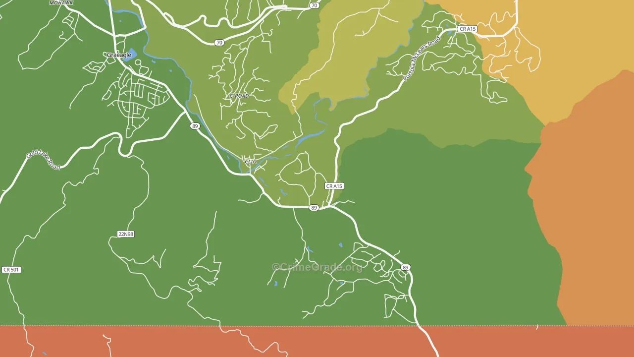 Clio, CA Map of Murder Rates