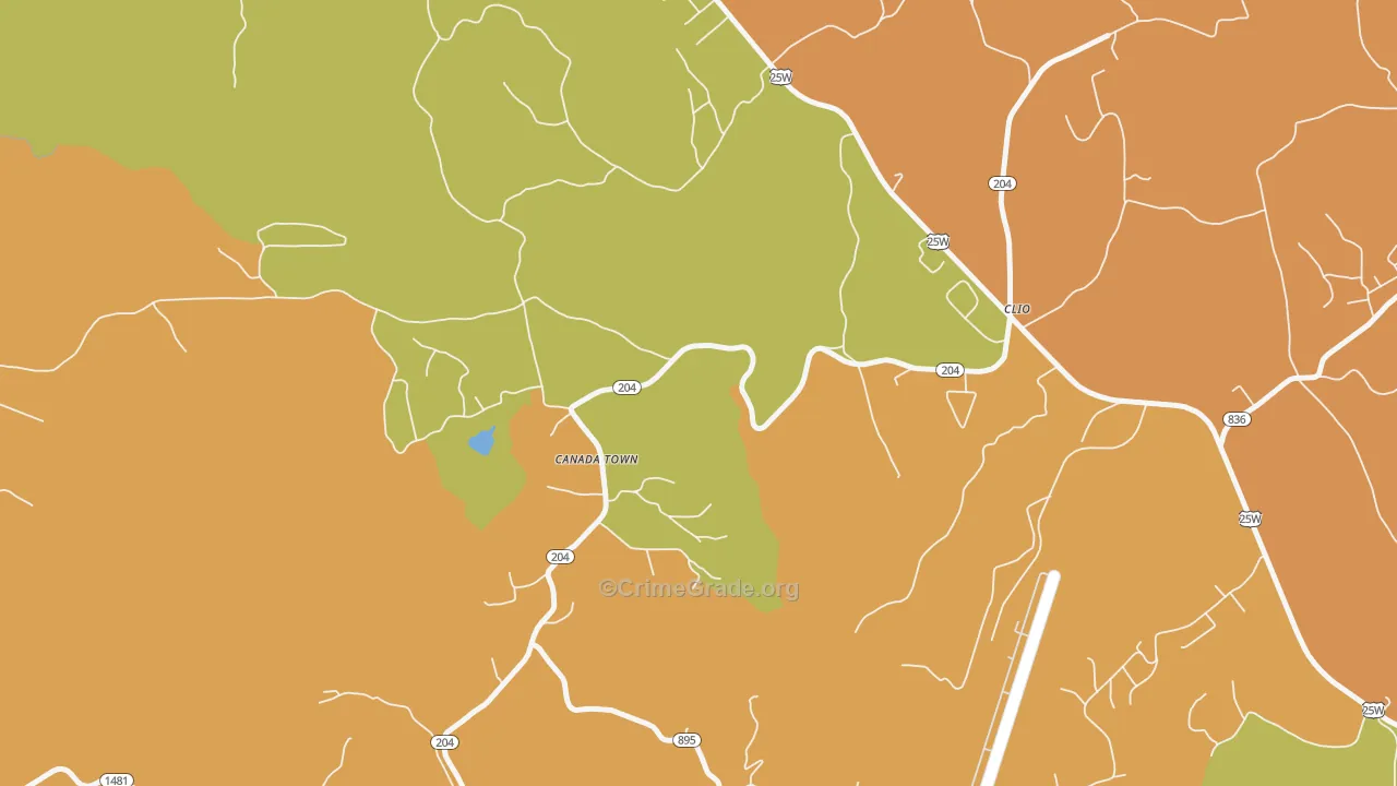 Clio, KY Map of Murder Rates