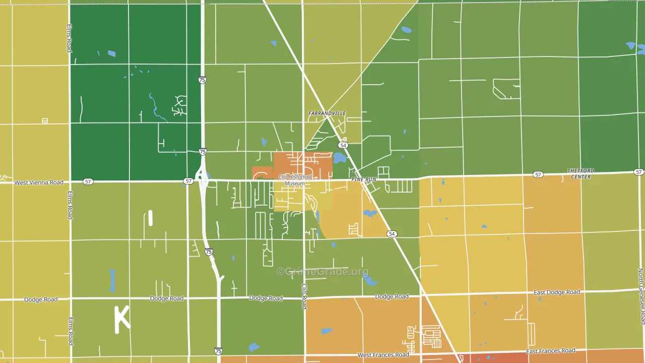 Clio, MI Map of Murder Rates