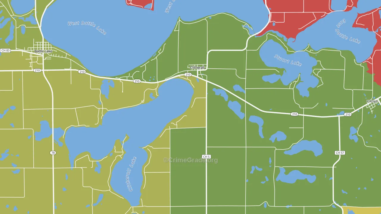 Clitherall, MN Map of Murder Rates