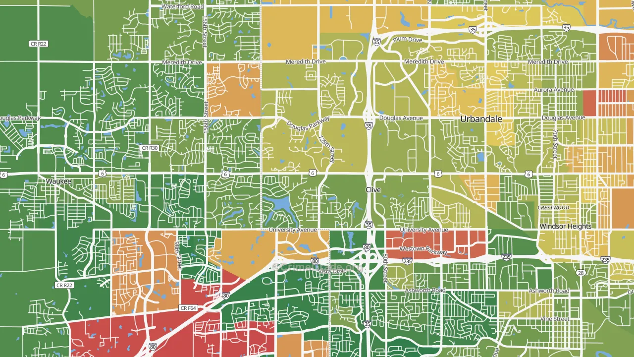 Clive, IA Map of Murder Rates