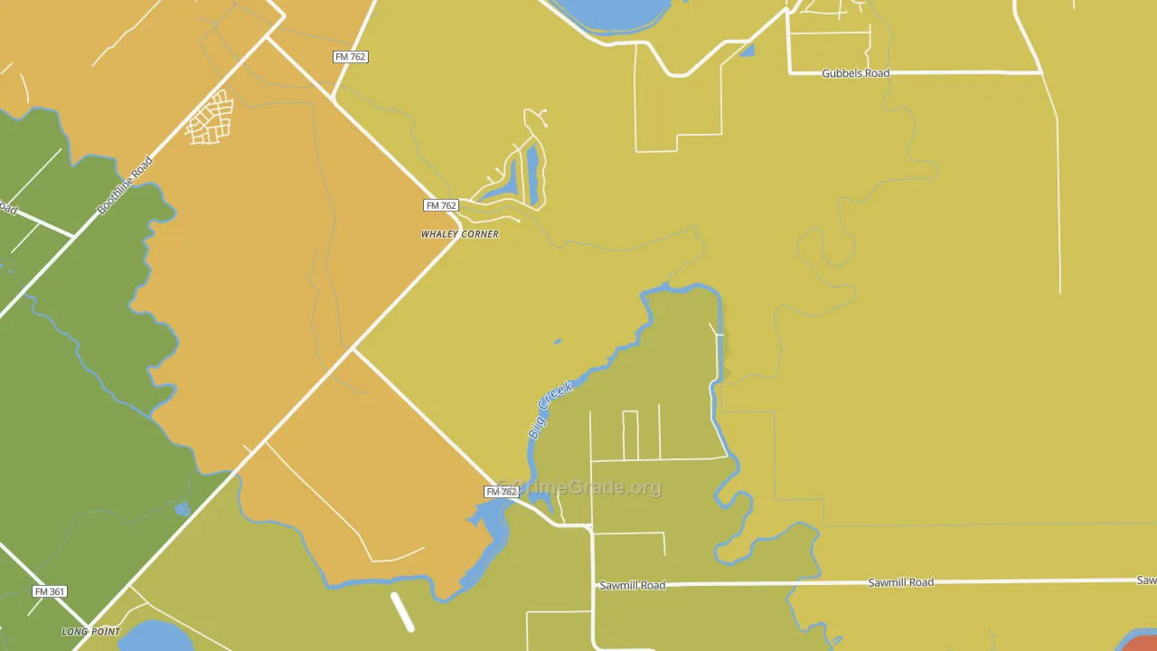 Clodine, TX Map of Murder Rates