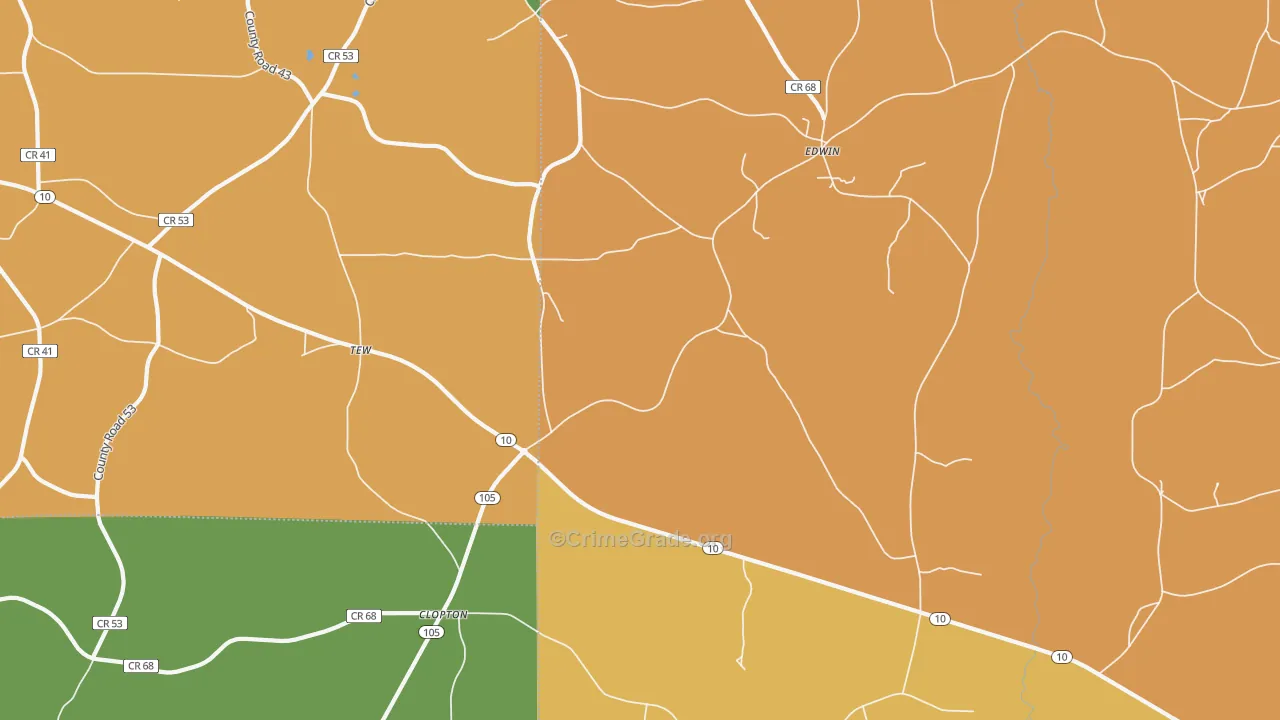 Clopton, AL Map of Murder Rates