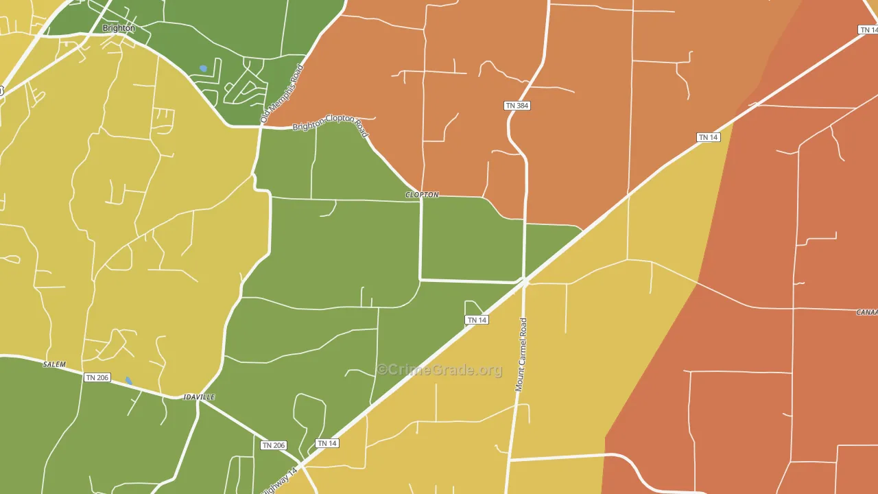Clopton, TN Map of Murder Rates