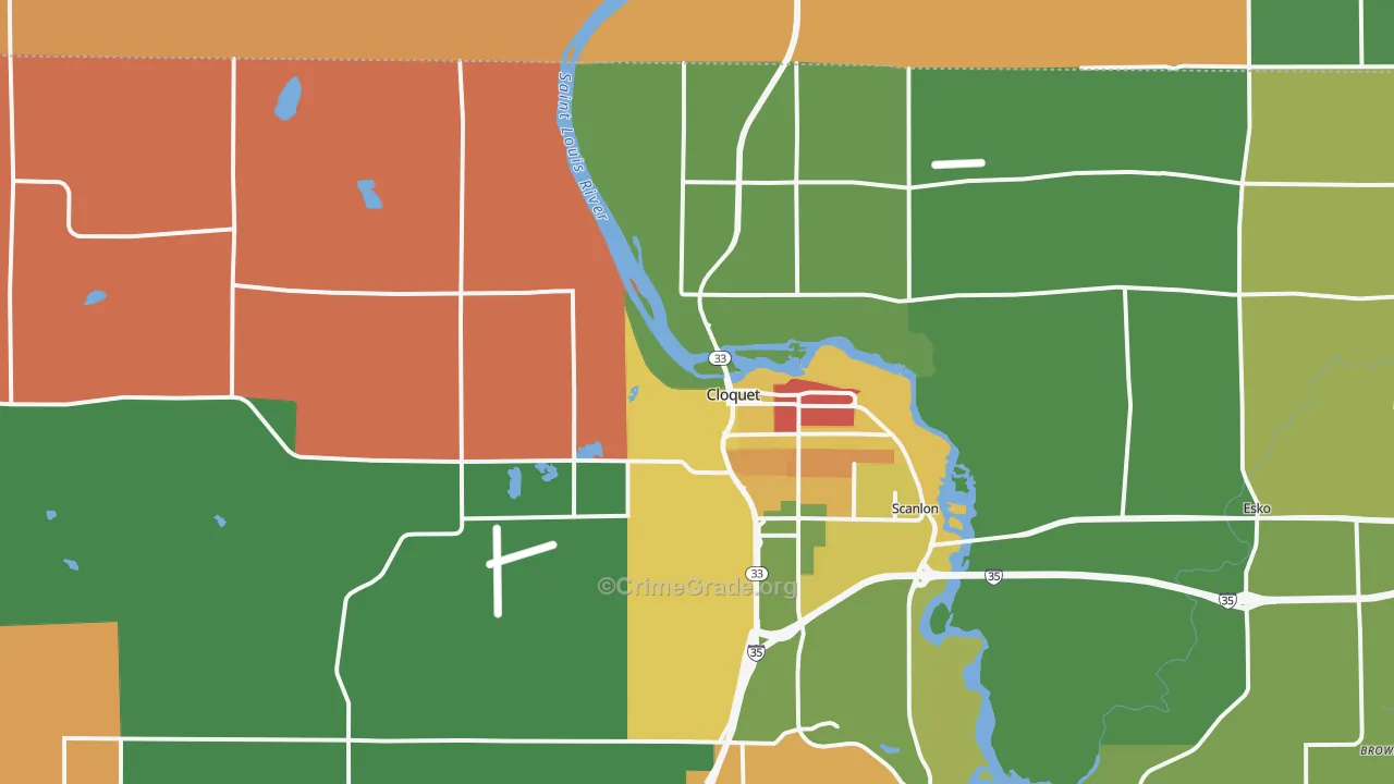 Cloquet, MN Map of Murder Rates
