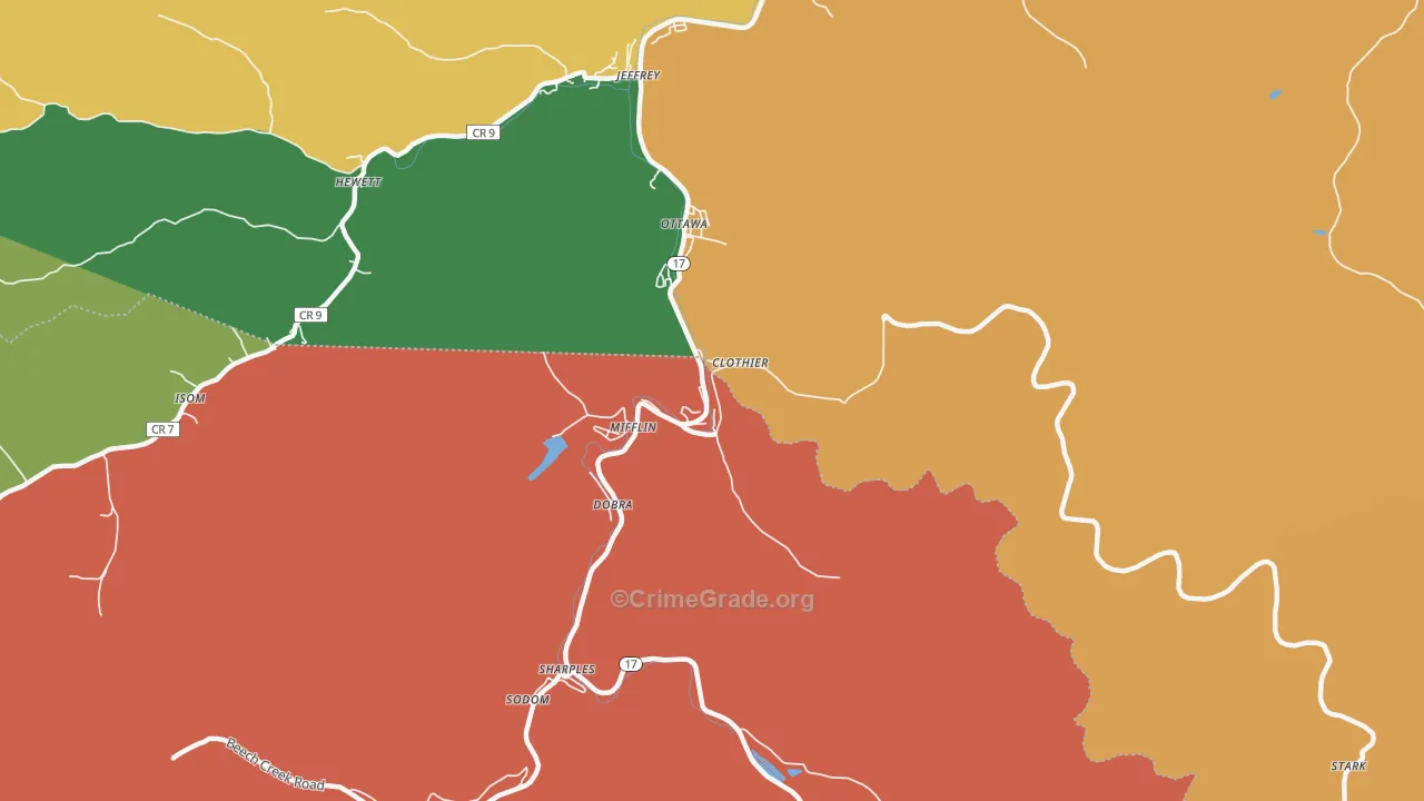 Clothier, WV Map of Murder Rates