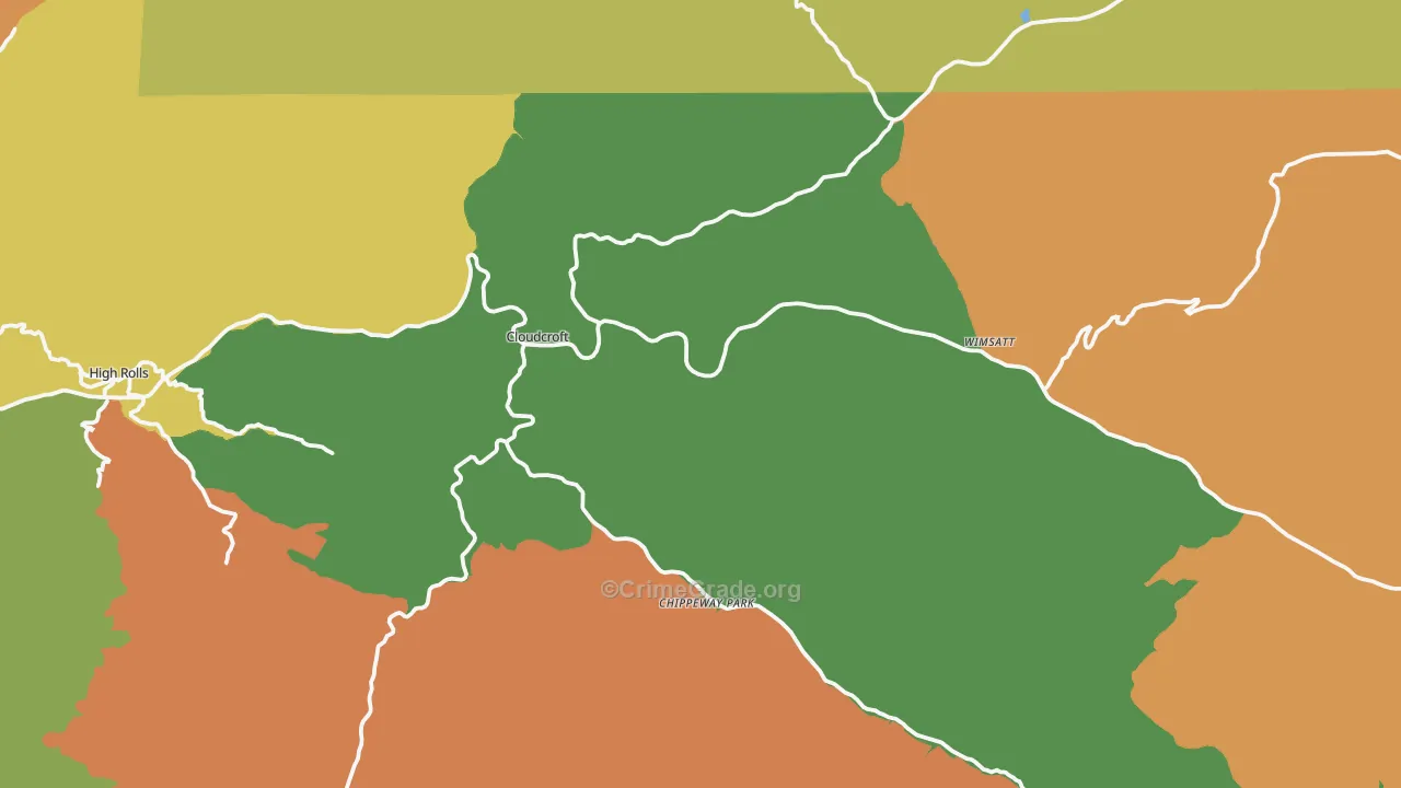 Cloudcroft, NM Map of Murder Rates