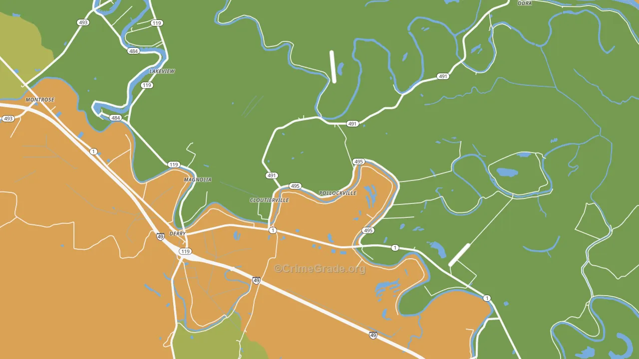 Cloutierville, LA Map of Murder Rates