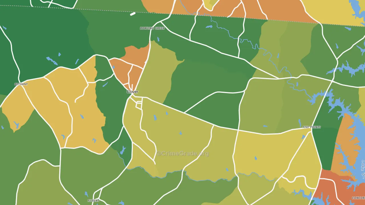 Clover, SC Map of Murder Rates