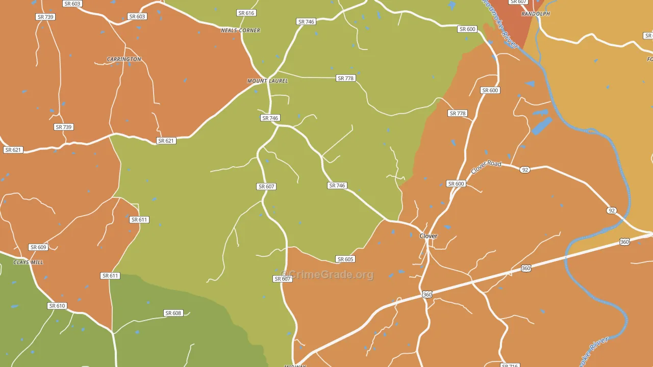 Clover, VA Map of Murder Rates