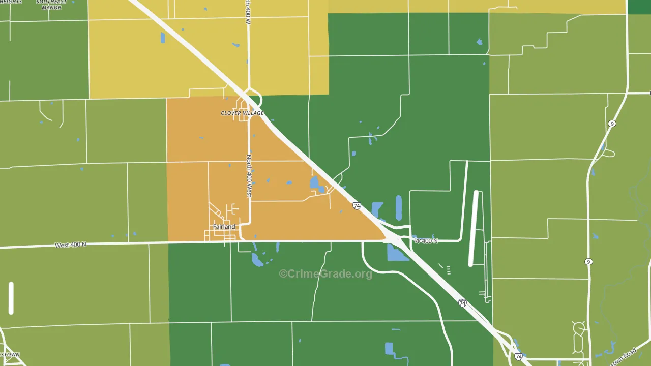 Clover Village, IN Map of Murder Rates