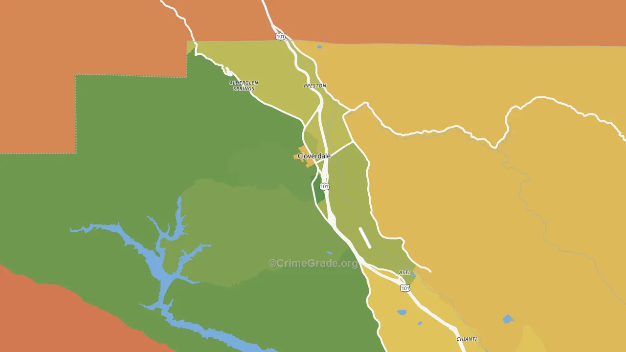 Cloverdale, CA Map of Murder Rates