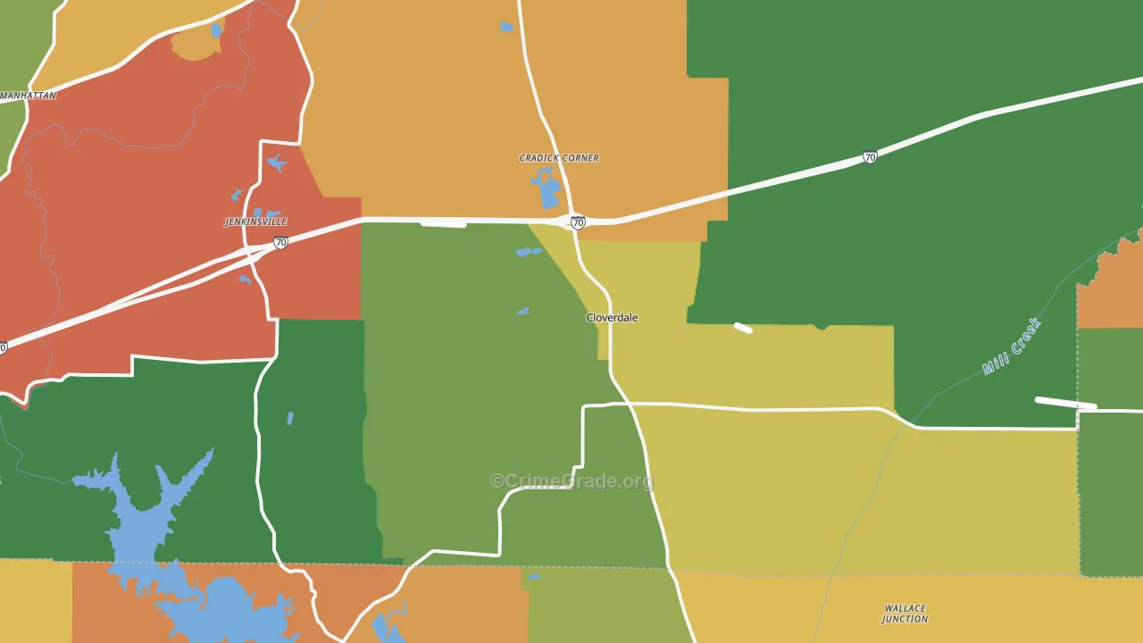 Cloverdale, IN Map of Murder Rates
