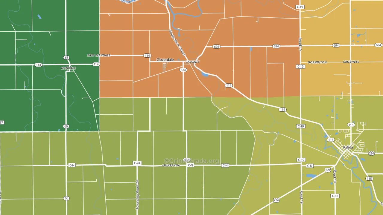 Cloverdale, OH Map of Murder Rates