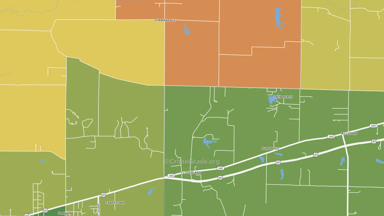 Cloverland, IN Map of Murder Rates