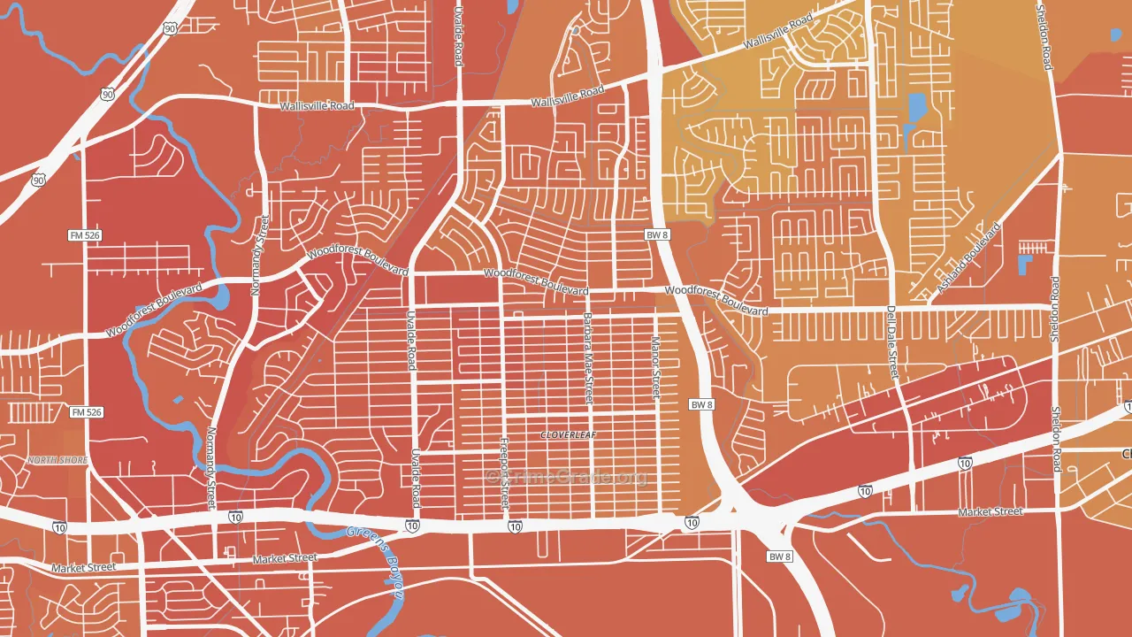 Cloverleaf, TX Map of Murder Rates
