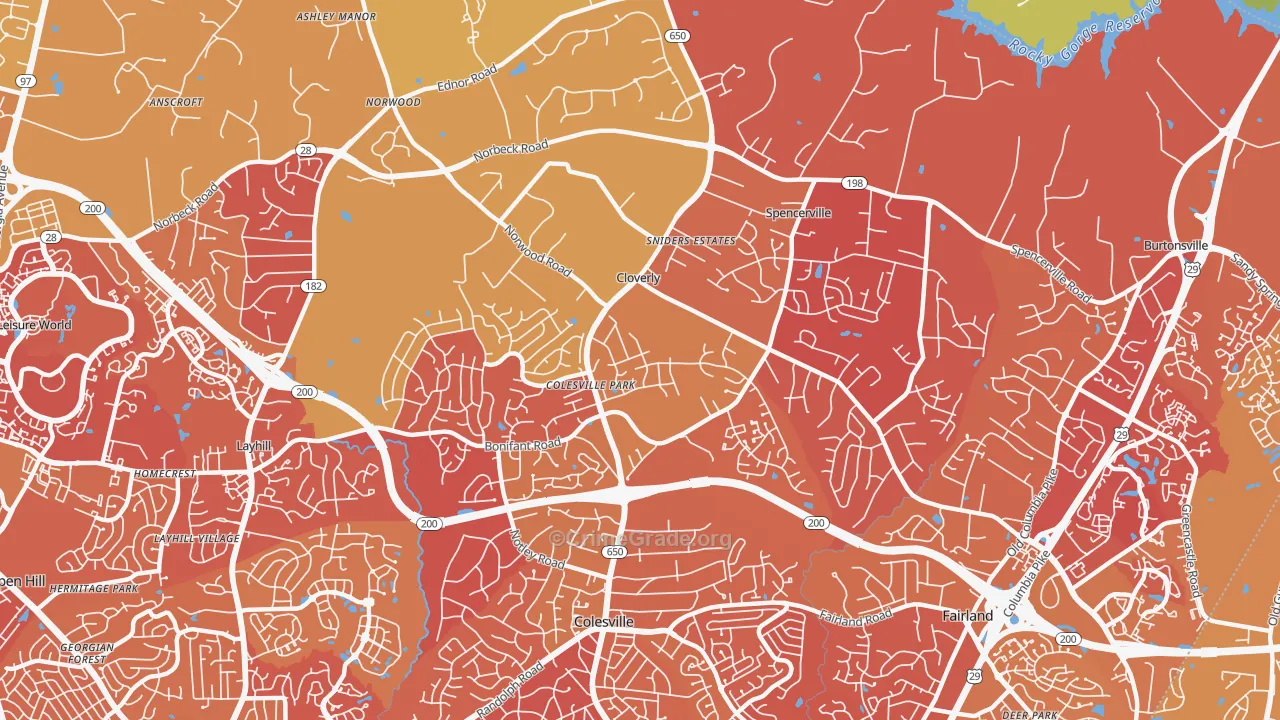 Cloverly, MD Map of Murder Rates