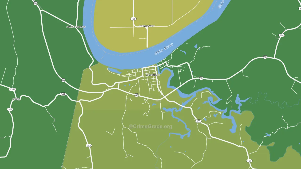 Cloverport, KY Map of Murder Rates