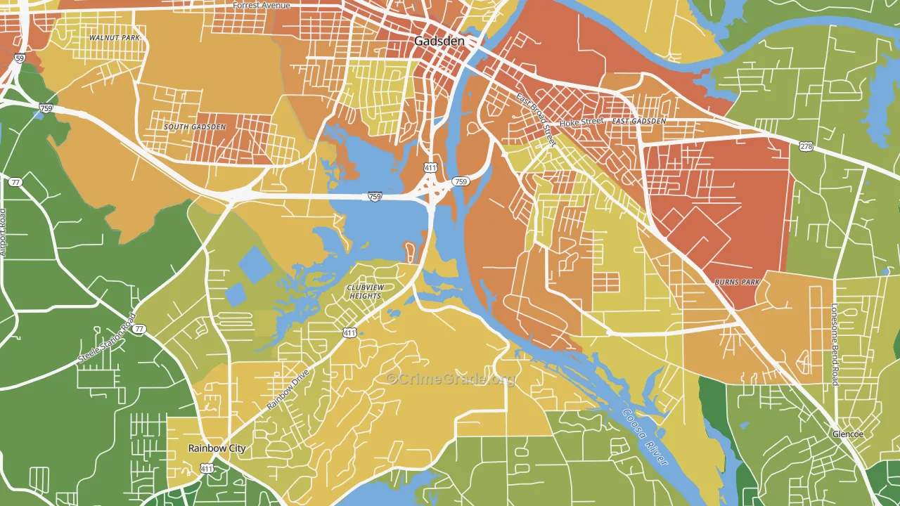 Clubview Heights, AL Map of Murder Rates