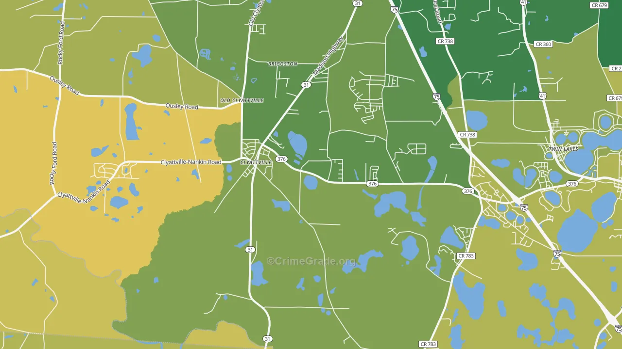 Clyattville, GA Map of Murder Rates