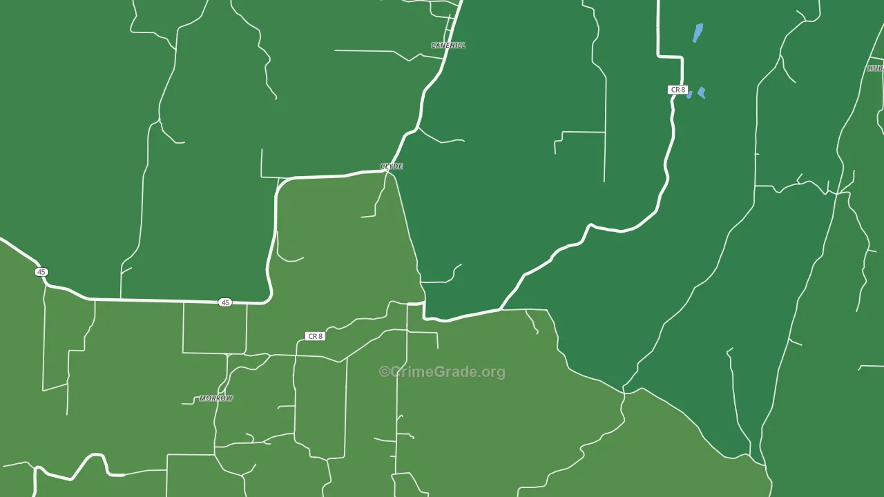 Clyde, AR Map of Murder Rates