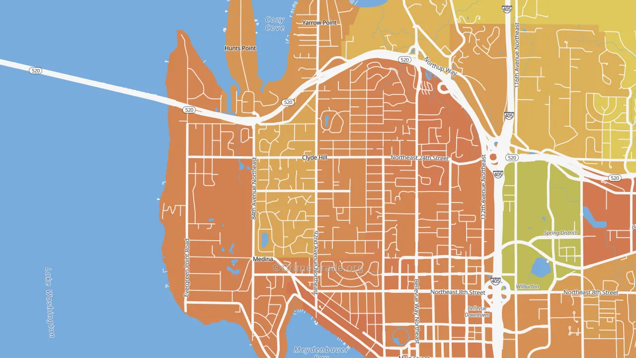 Clyde Hill, WA Map of Murder Rates