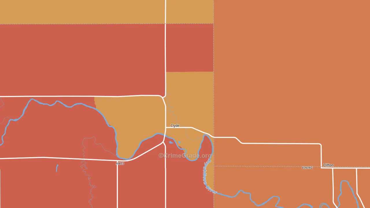 Clyde, KS Map of Murder Rates