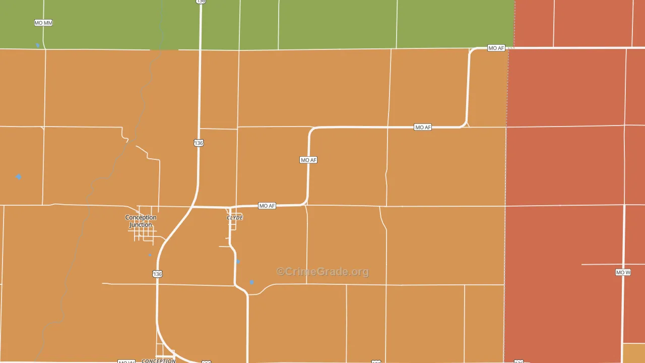 Clyde, MO Map of Murder Rates