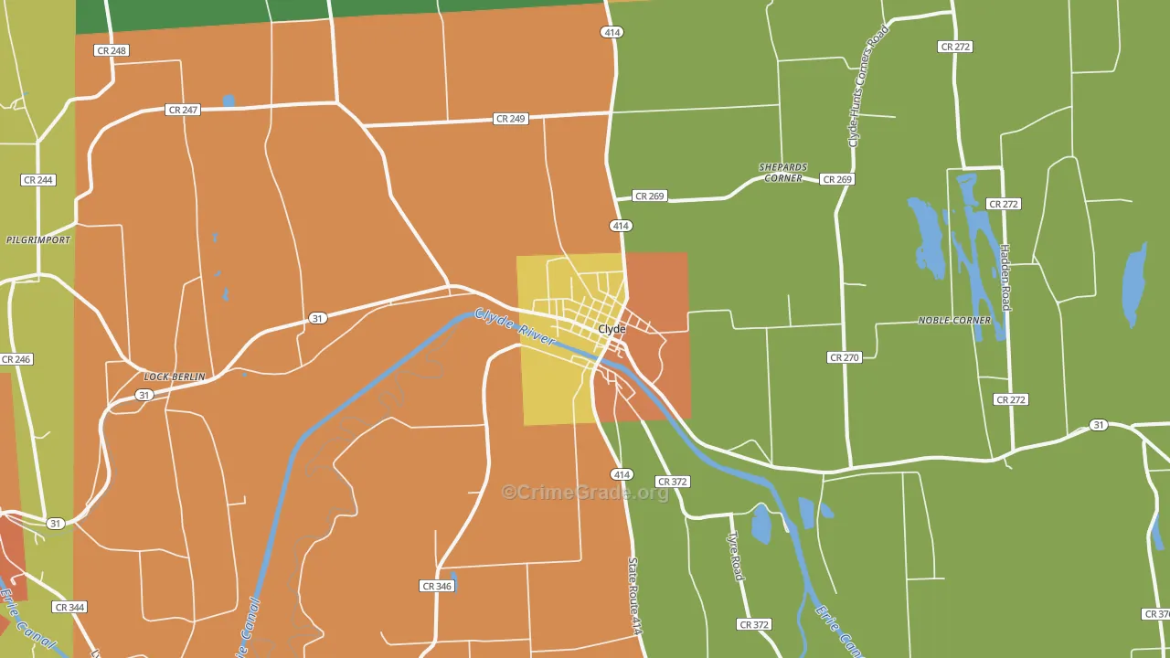 Clyde, NY Map of Murder Rates
