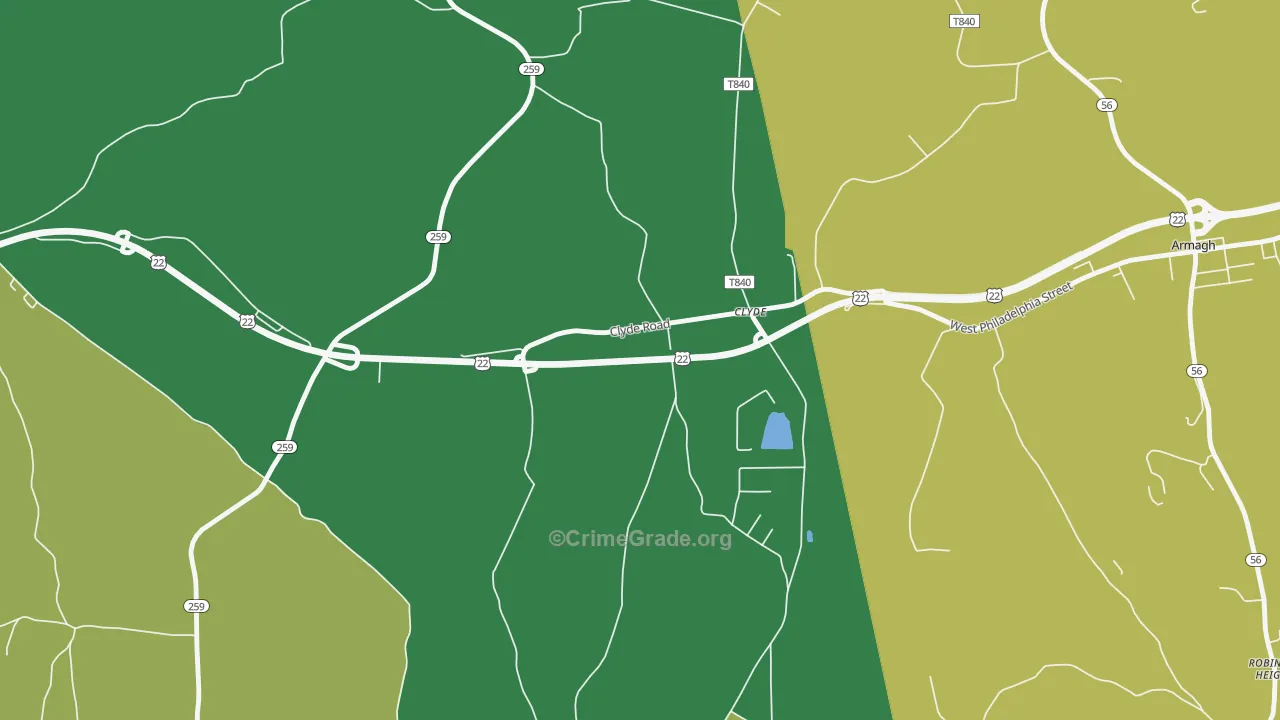Clyde, PA Map of Murder Rates