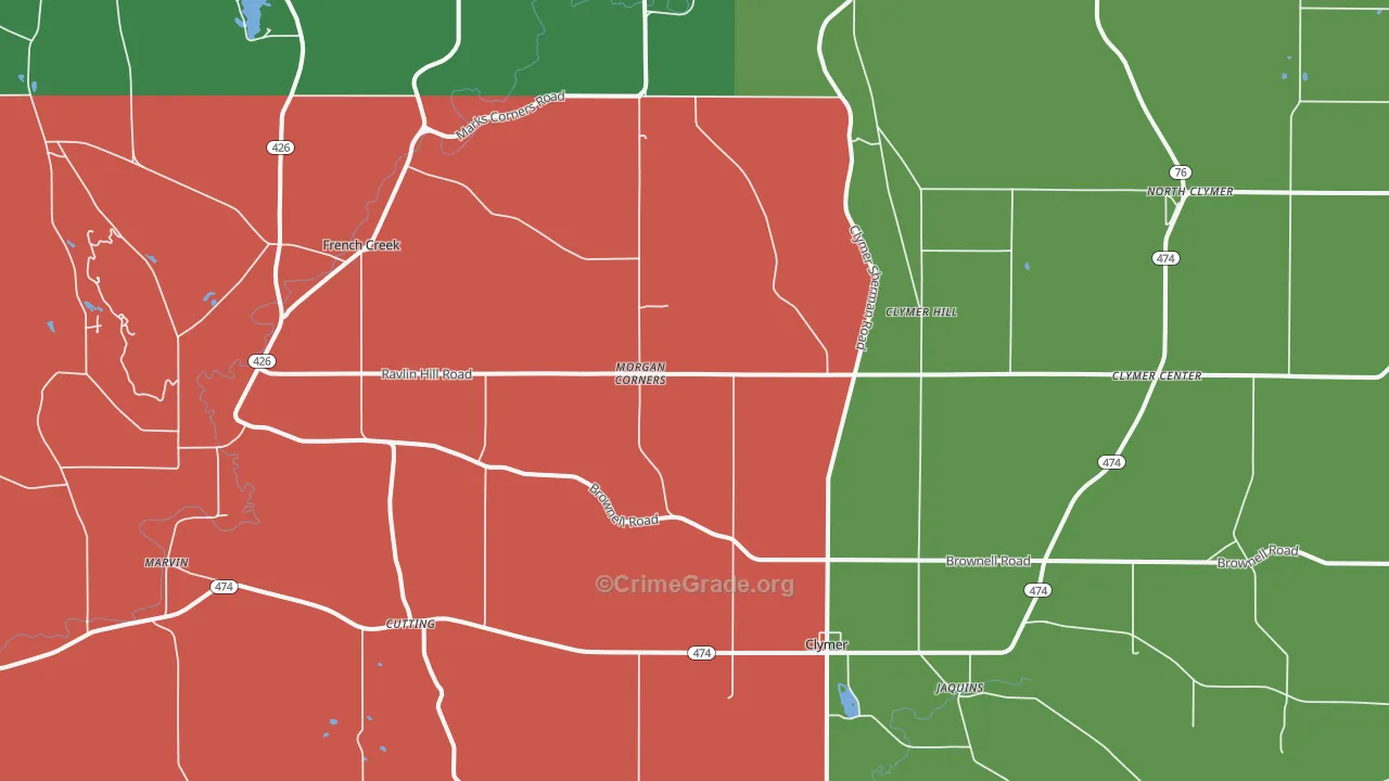 Clymer, NY Map of Murder Rates