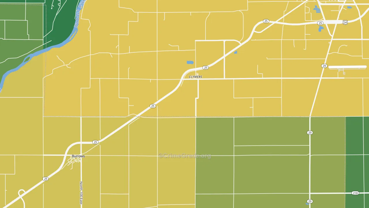 Clymers, IN Map of Murder Rates
