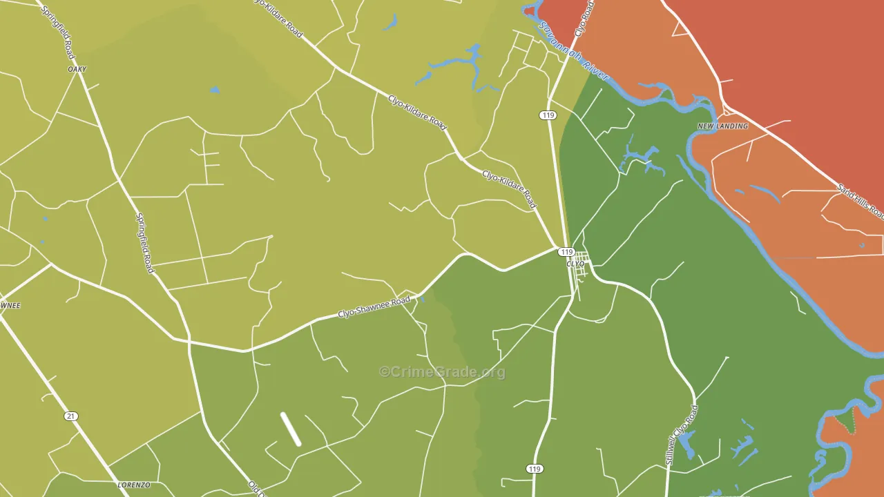 Clyo, GA Map of Murder Rates
