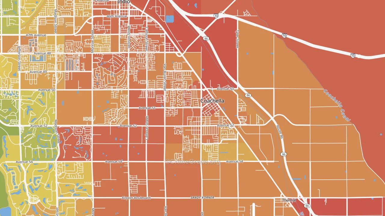 Coachella, CA Map of Murder Rates