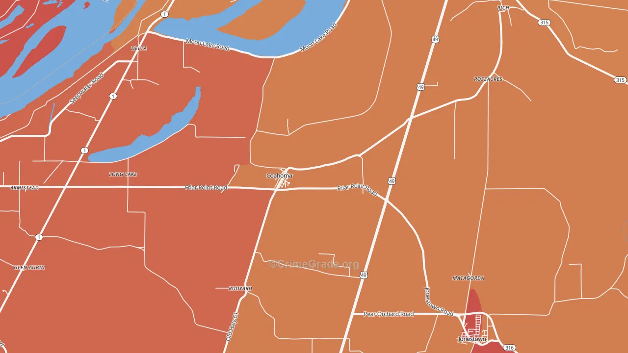 Coahoma, MS Map of Murder Rates