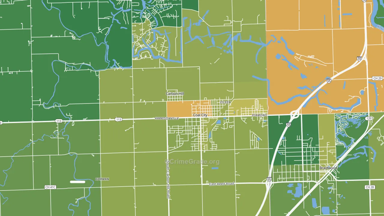 Coal City, IL Map of Murder Rates