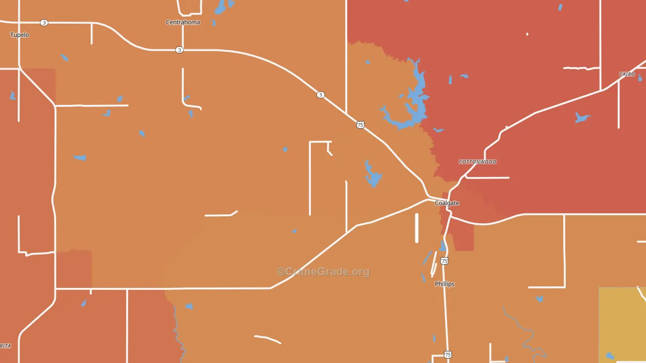 Coal County, OK Map of Murder Rates
