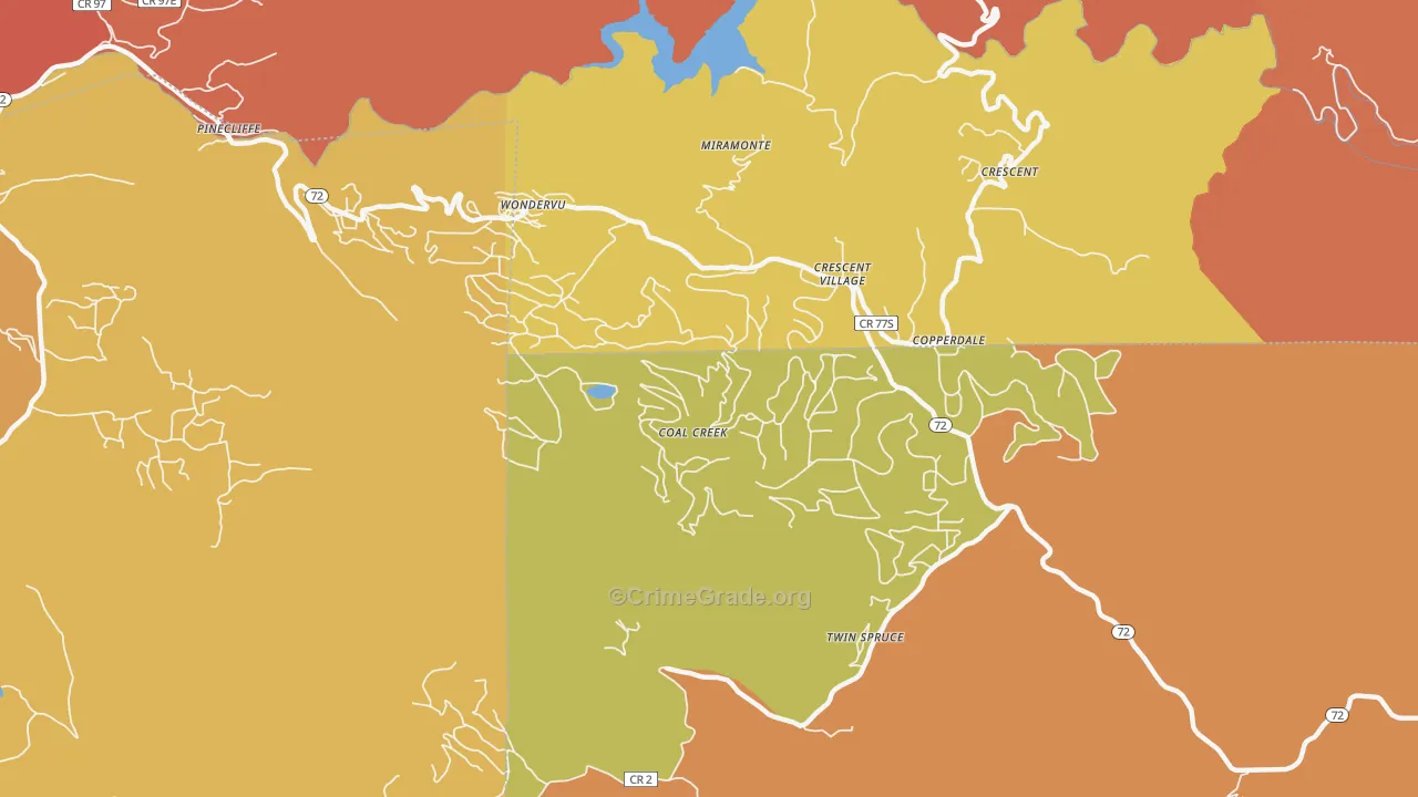 Coal Creek, CO Map of Murder Rates