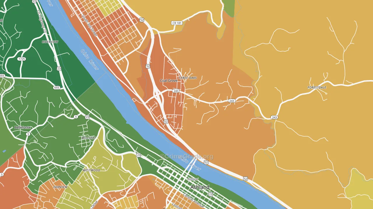Coal Grove, OH Map of Murder Rates