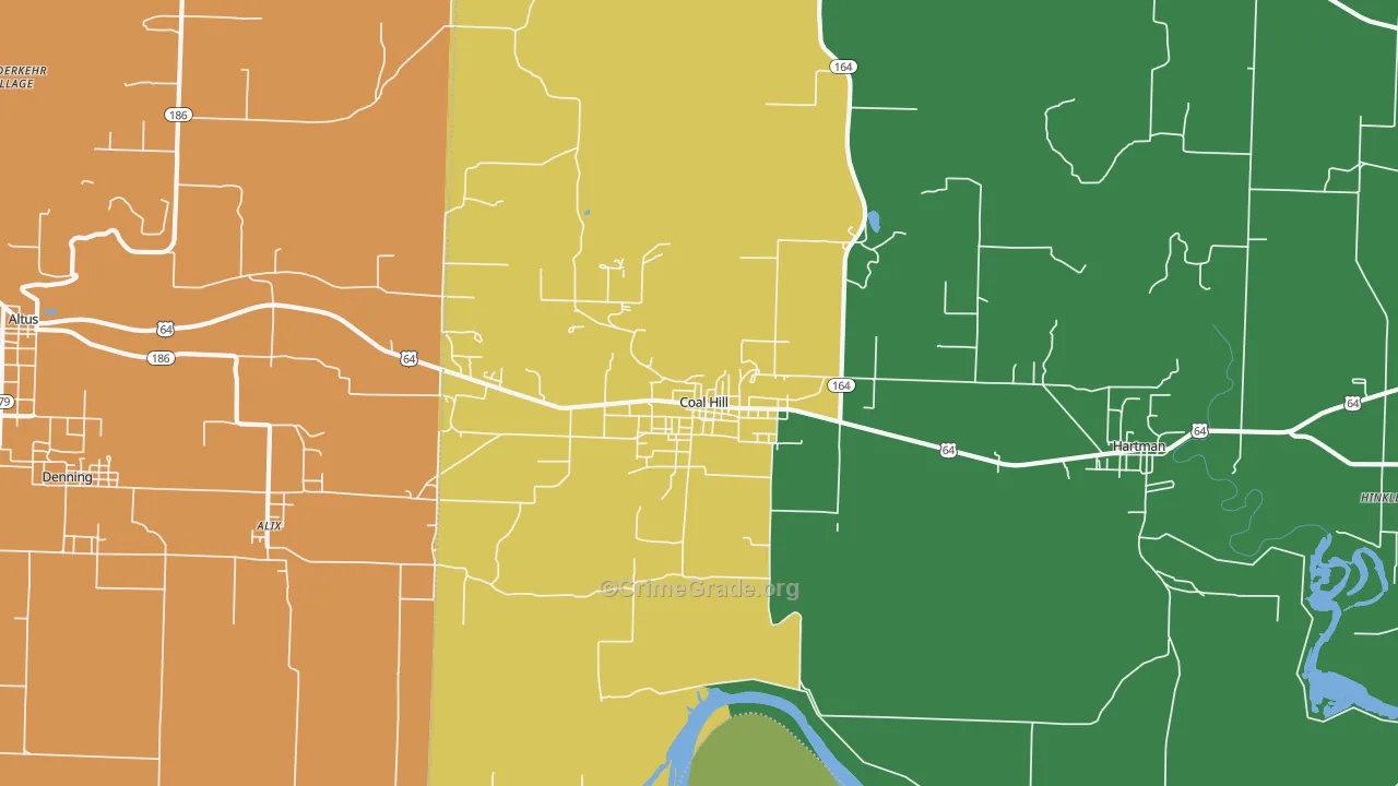 Coal Hill, AR Map of Murder Rates