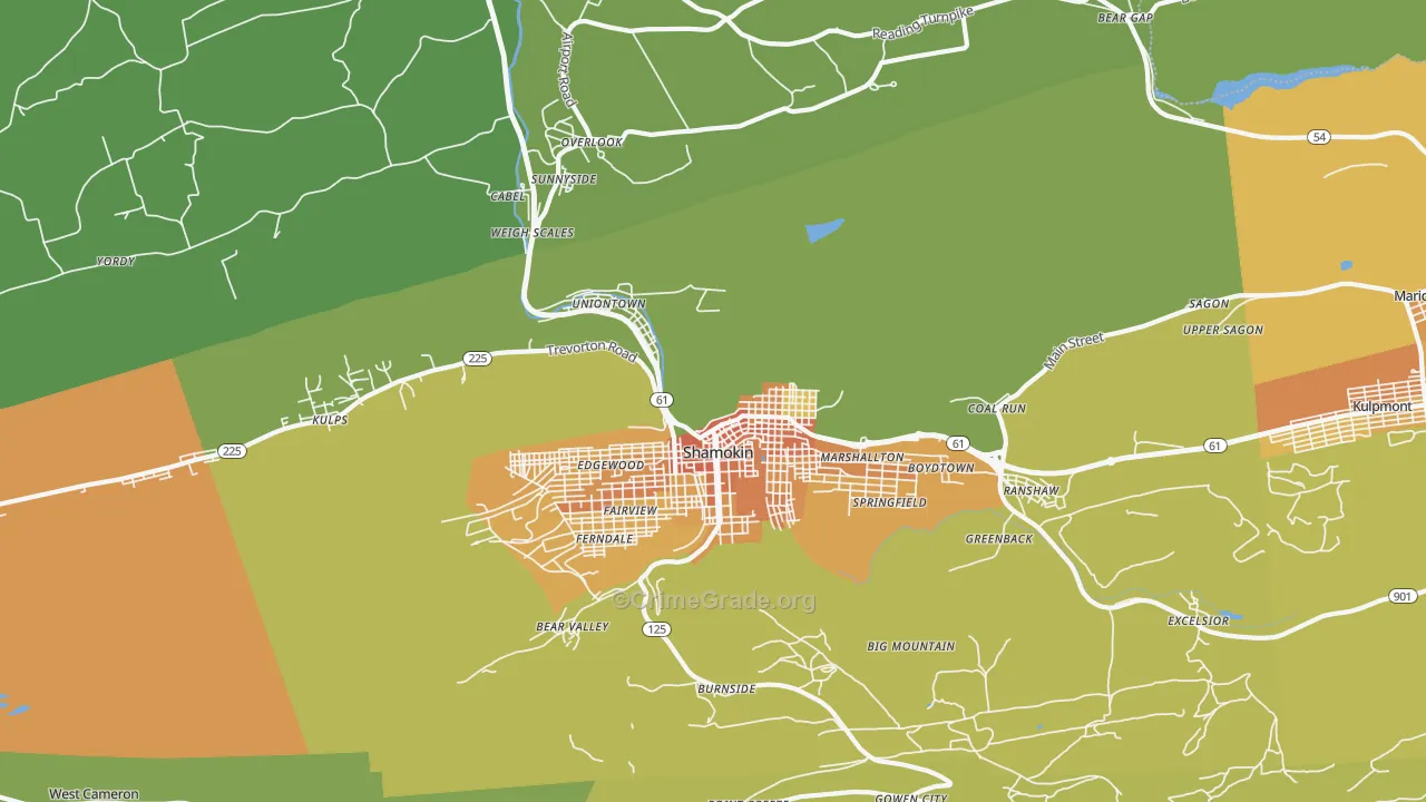Coal Township, PA Map of Murder Rates