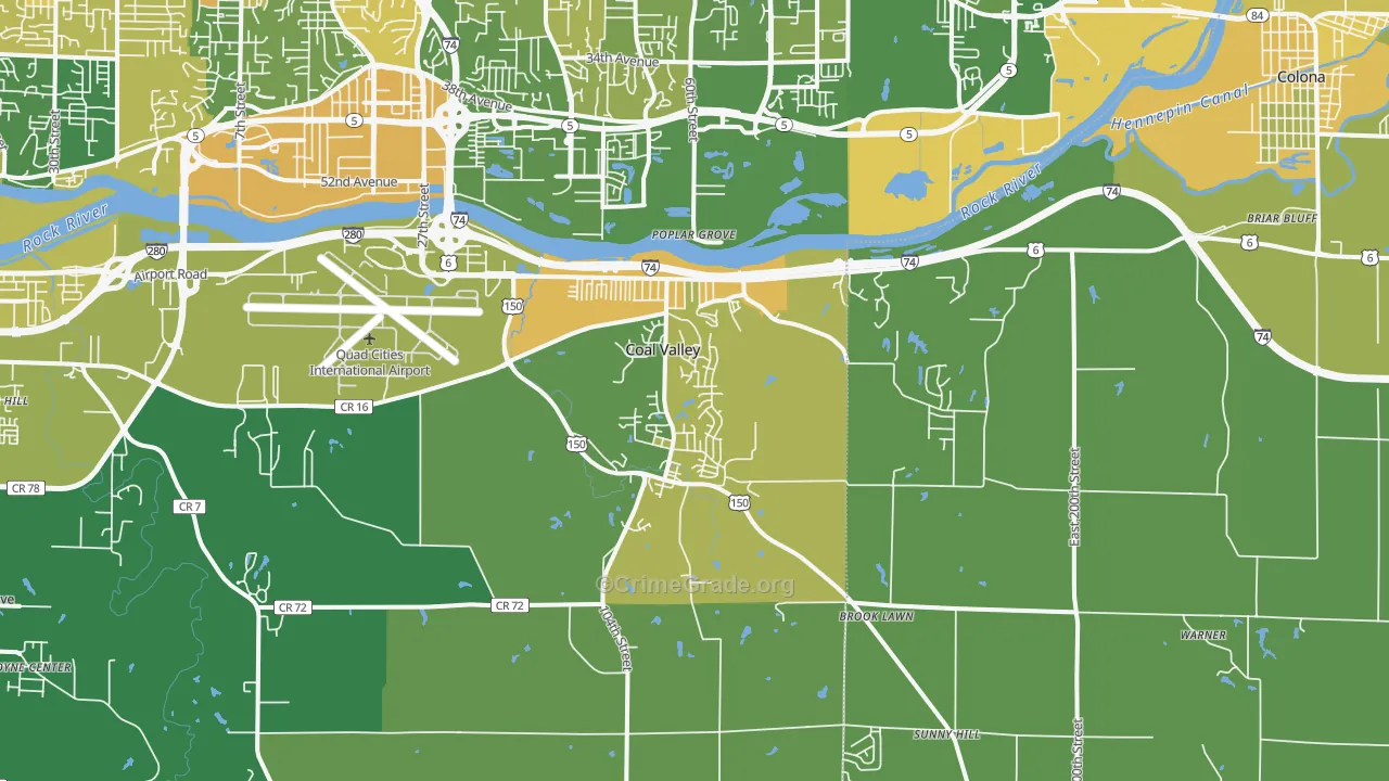 Coal Valley, IL Map of Murder Rates