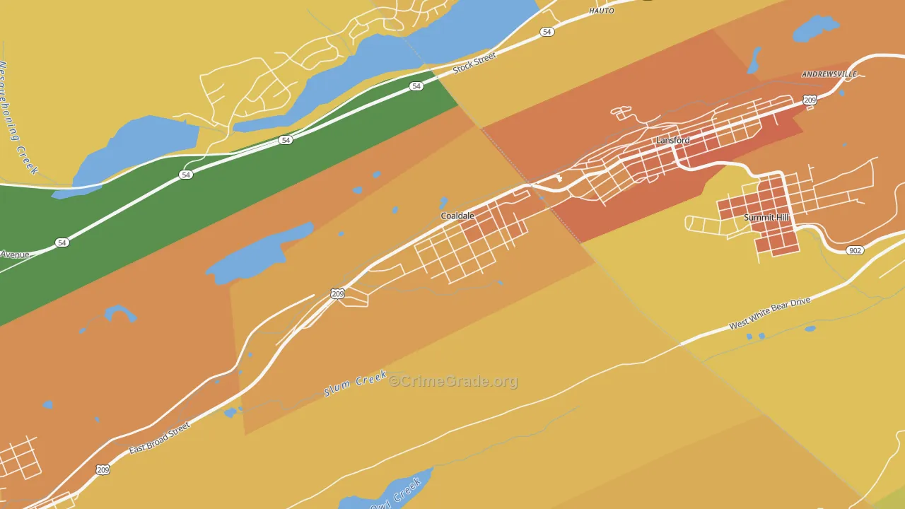 Coaldale, PA Map of Murder Rates