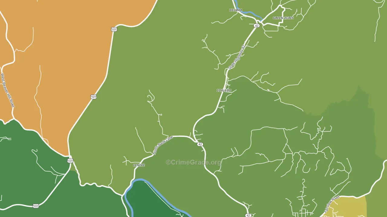 Coaledo, OR Map of Murder Rates