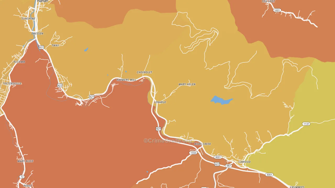 Coalgood, KY Map of Murder Rates