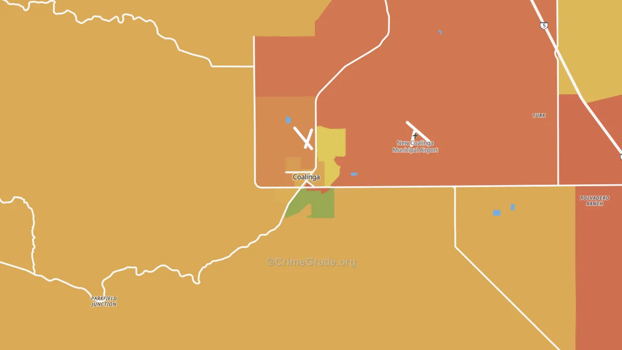 Coalinga, CA Map of Murder Rates