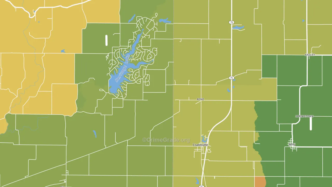 Coatesville, IN Map of Murder Rates